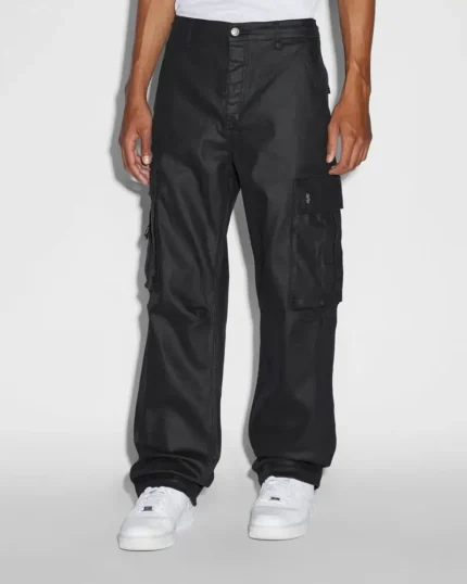 Black Ksubi Fugitive Cargo Waxed Pants