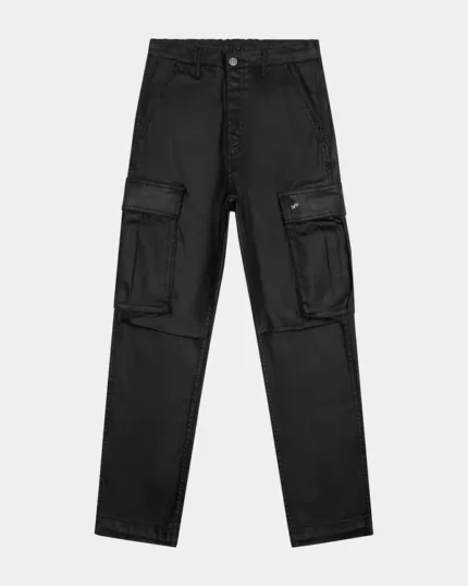 Black Ksubi Fugitive Cargo Waxed Pants