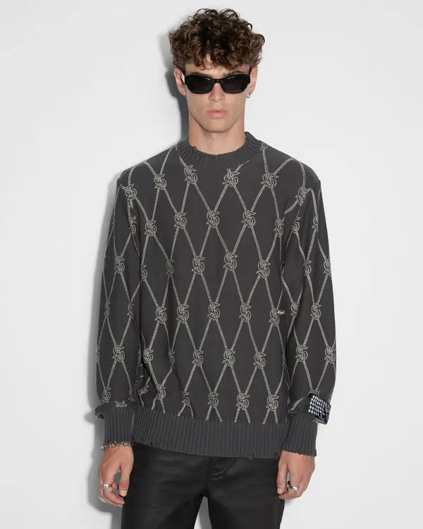 Ksubi Diamond Dollar Knit Crew Grey